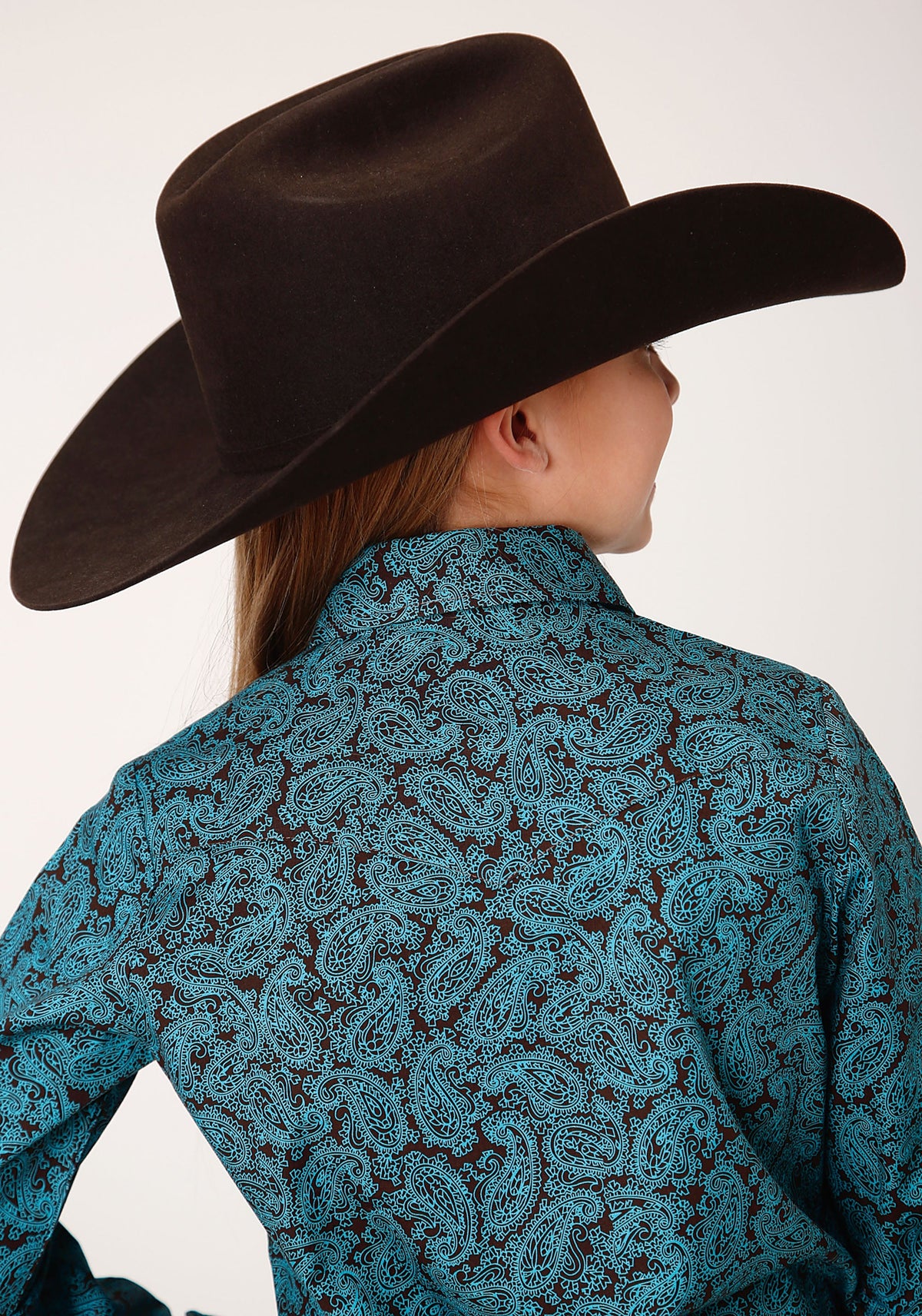 Roper Girls Long Sleeve Snap Blue Agave Paisley Western Shirt - Flyclothing LLC