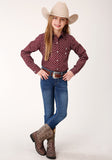 Roper Girls Long Sleeve Snap Point Diamonds Wine Western Shirt - Flyclothing LLC