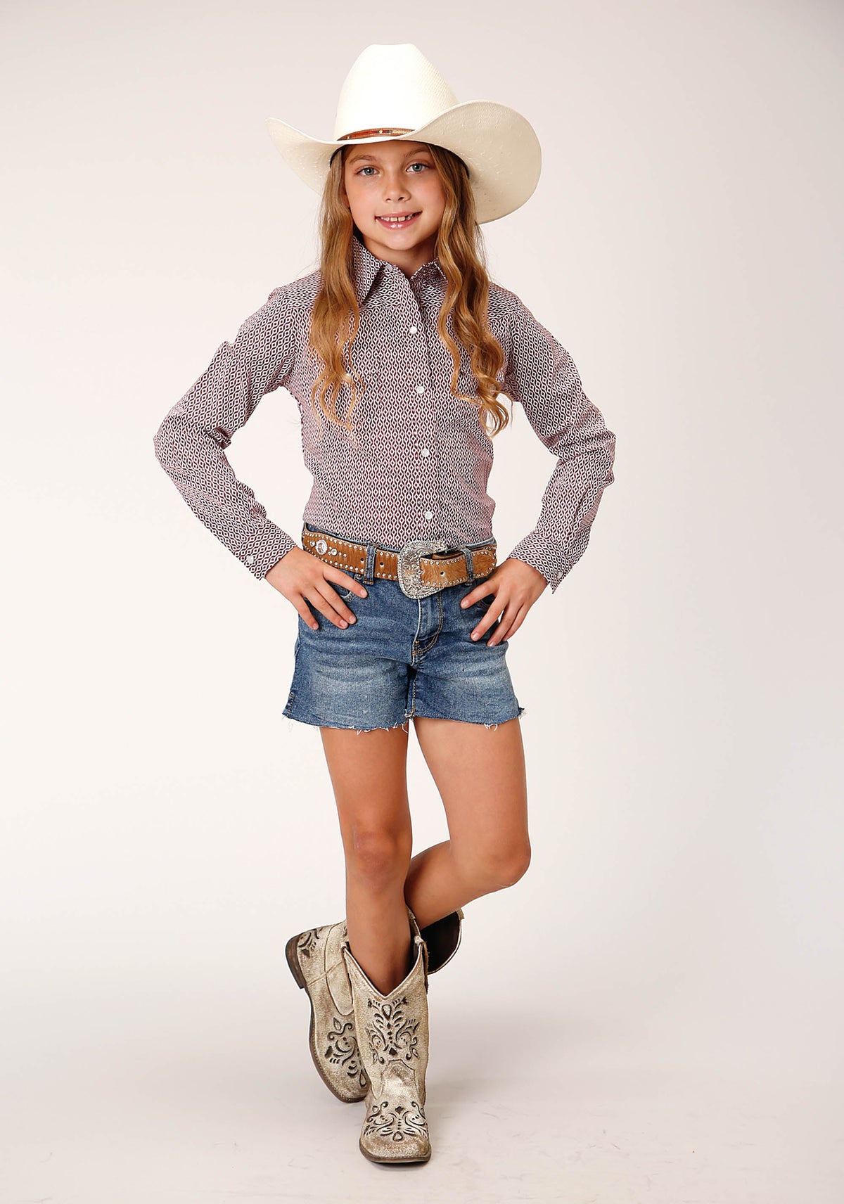 Roper Girls Long Sleeve Snap Climbing Diamond Western Shirt - Flyclothing LLC