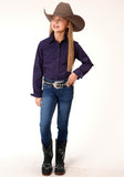 Roper Girls Long Sleeve Snap Black Fill Purple Western Shirt - Flyclothing LLC