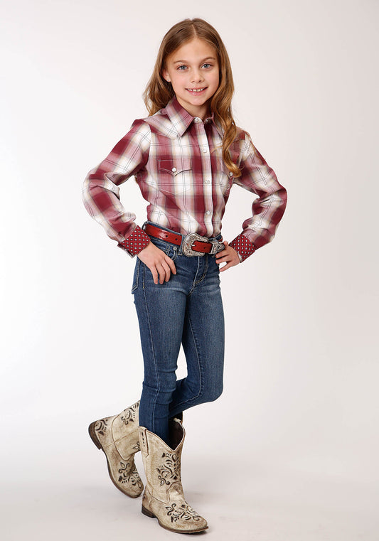 Roper Girls Long Sleeve Snap Red Ombre Western Shirt - Flyclothing LLC