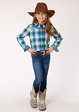 Roper Girls Long Sleeve Snap Sunset Plaid Western Shirt - Flyclothing LLC