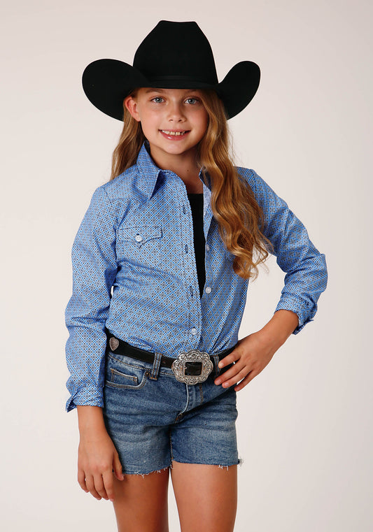 Roper Girls Long Sleeve Button Thistle Foulard Western Shirt