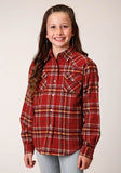 Roper Girls Long Sleeve Button Unlined Flannel Western Shirt