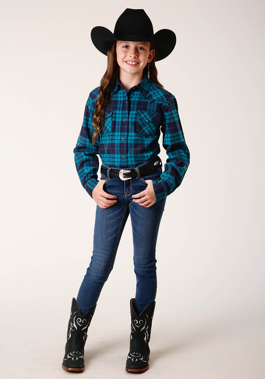 Roper Girls Long Sleeve Button Unlined Flannel Western Shirt - Flyclothing LLC