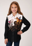 Roper Girls Long Sleeve Snap Retro Border Printed Rayon Western Shirt - Flyclothing LLC