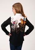 Roper Girls Long Sleeve Snap Retro Border Printed Rayon Western Shirt - Flyclothing LLC