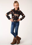 Roper Girls Long Sleeve Snap Retro Rodeo Print Western Shirt - Flyclothing LLC