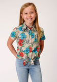 Roper Girls Short Sleeve Snap Trail Ride Tropical Western Shirt