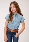 Roper Girls Short Sleeve Snap Stretch Check Western Shirt