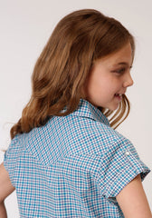 Roper Girls Short Sleeve Snap Stretch Check Western Shirt - Flyclothing LLC