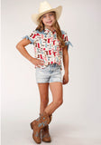 Roper Girls Short Sleeve Button Boot Print Rayon Western Shirt - Flyclothing LLC