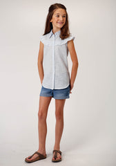 Roper Girls Girls Ruffle Yoke Sleeveless Snap Western Shirt