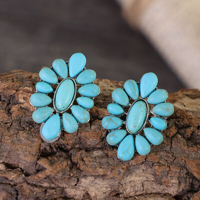 Flower Shape Artificial Turquoise Earrings - Flyclothing LLC