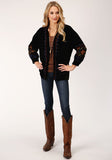 Roper Womens Black Velvet Open Front Jacket - Flyclothing LLC