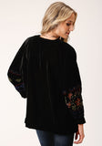 Roper Womens Black Velvet Open Front Jacket - Flyclothing LLC