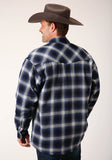 Roper Mens Long Sleeve Snap Sherpa Lined Flannel Shirt Jacket - Flyclothing LLC