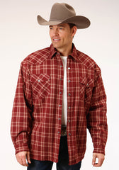 Roper Mens Long Sleeve Snap Sherpa Lined Flannel Shirt Jacket - Roper