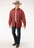 Roper Mens Long Sleeve Snap Sherpa Lined Flannel Shirt Jacket - Flyclothing LLC