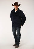 Roper Mens Solid Blue Polar Fleece Pullover - Flyclothing LLC