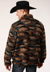 Roper Mens Camo Print Polar Fleece Pullover