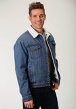 Roper Mens Blue With Sherpa Lining Denim Jacket