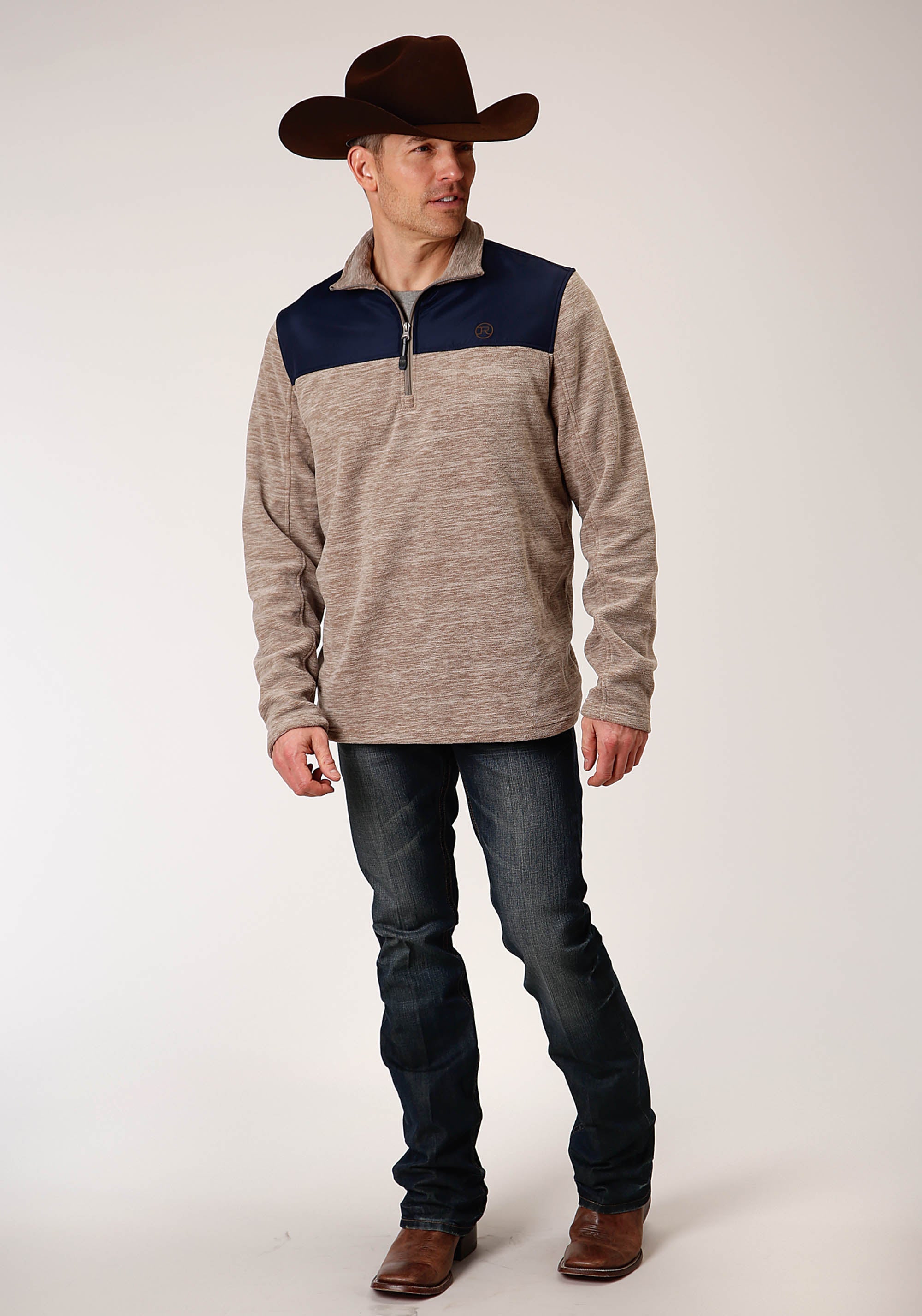 Roper Mens Brown Micro Fleece Pullover - Flyclothing LLC