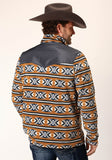 Roper Mens Orange Aztec Print Micro Fleece Pullover - Flyclothing LLC