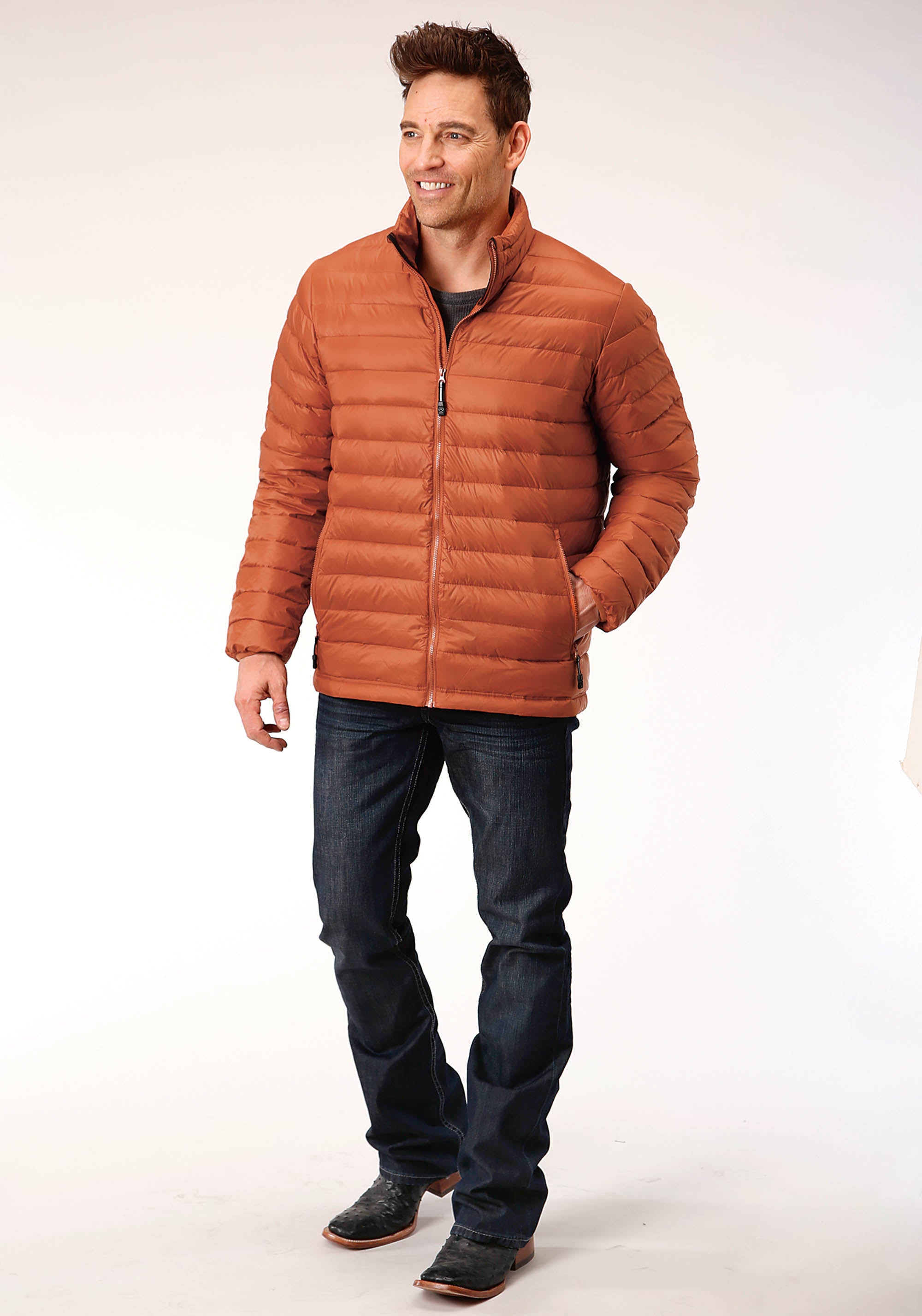 Roper Mens Down Proof Coated Jacket Rust - Flyclothing LLC