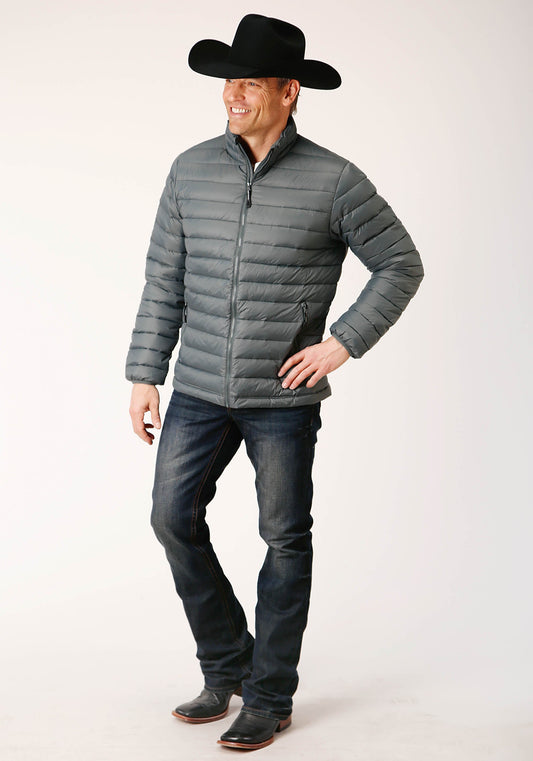 Roper Mens Slvr Sage Nylon Down Proof Coated Jacket - Flyclothing LLC