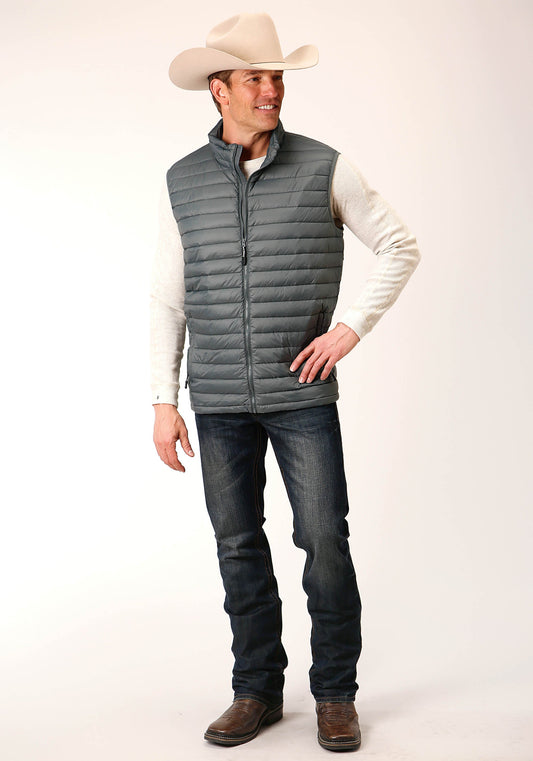 Roper Mens Black Nylon Down Proof Coated Vest - Roper