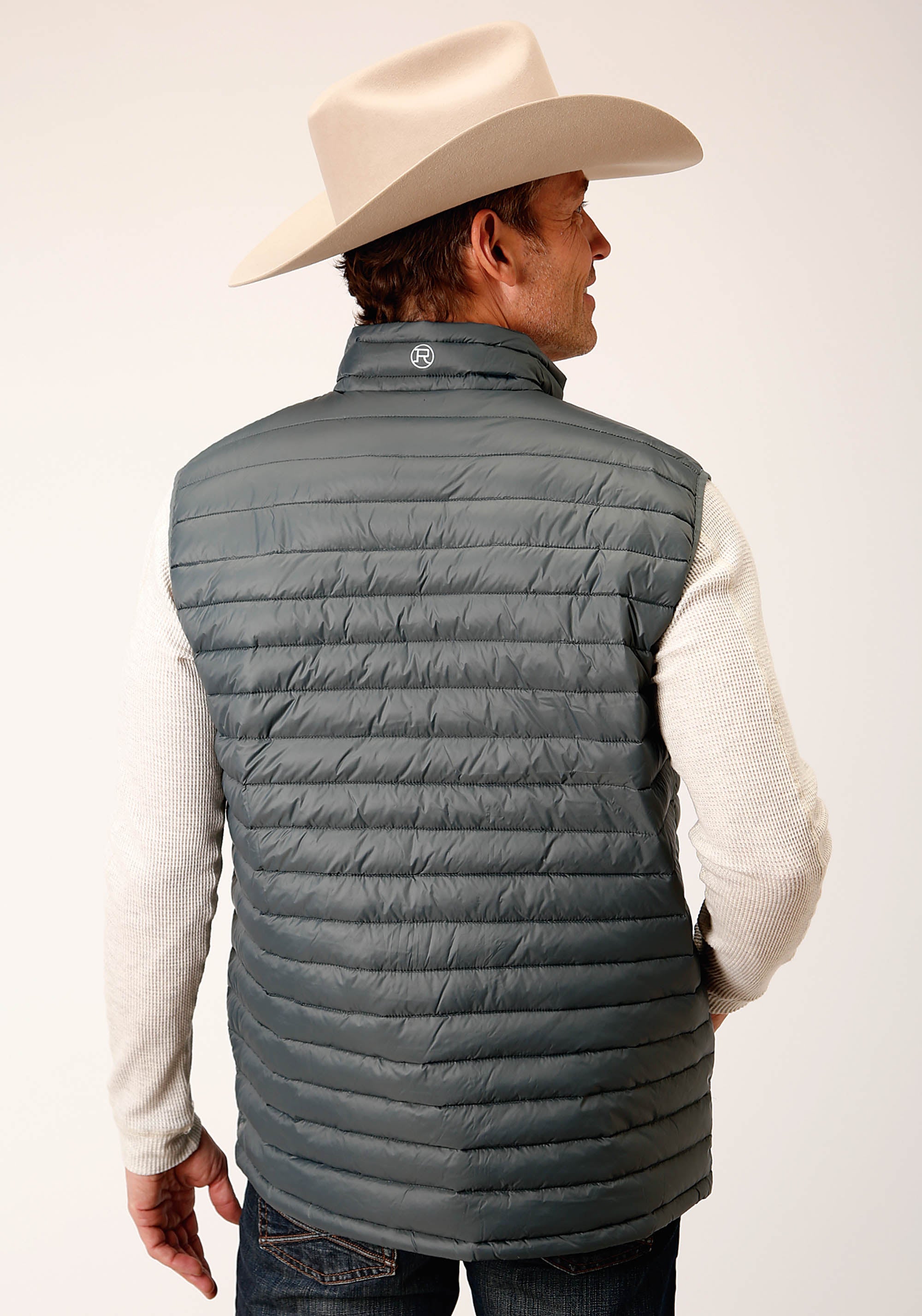 Roper Mens Black Nylon Down Proof Coated Vest - Flyclothing LLC