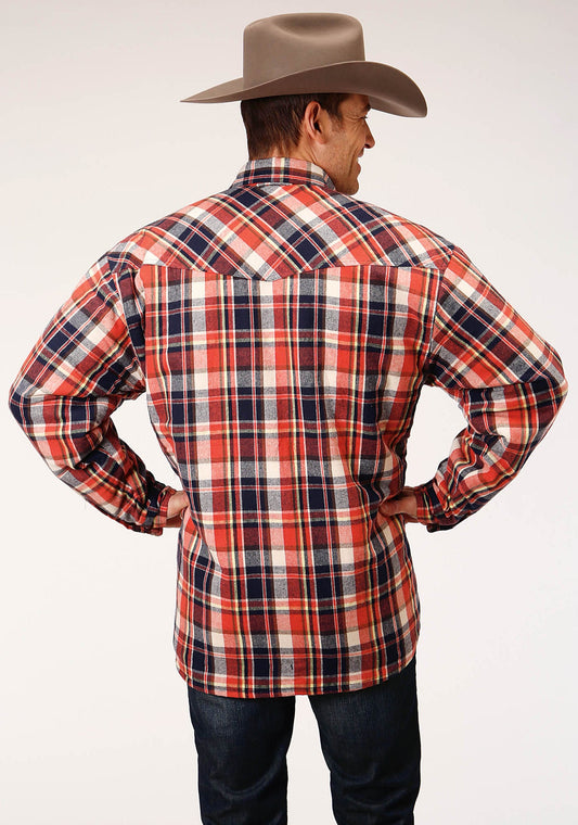 Roper Mens Long Sleeve Tall Fit Snap Sherpa Lined Flannel Shirt Jacket - Flyclothing LLC