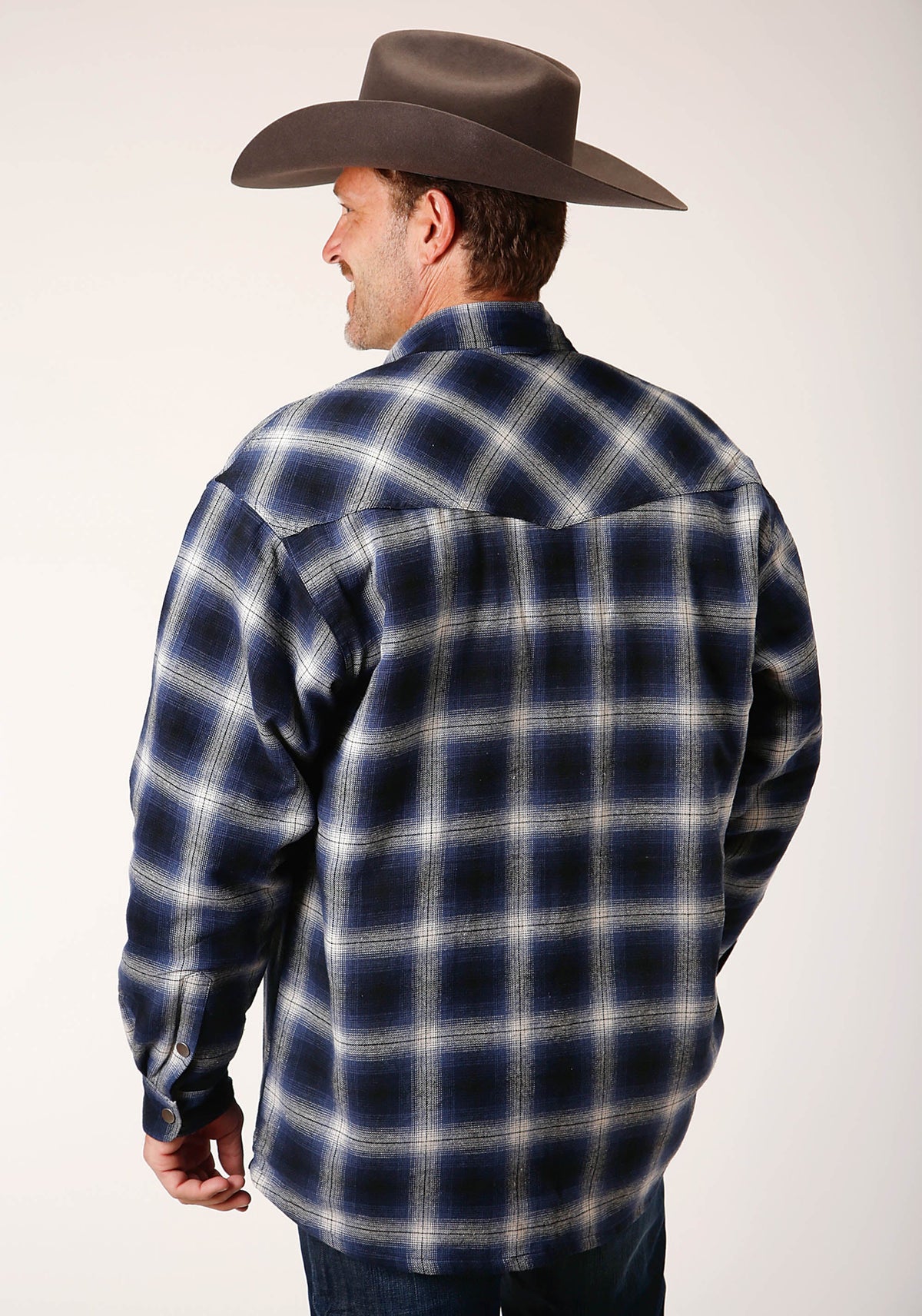 Roper Mens Long Sleeve Tall Fit Snap Sherpa Lined Flannel Shirt Jacket - Flyclothing LLC