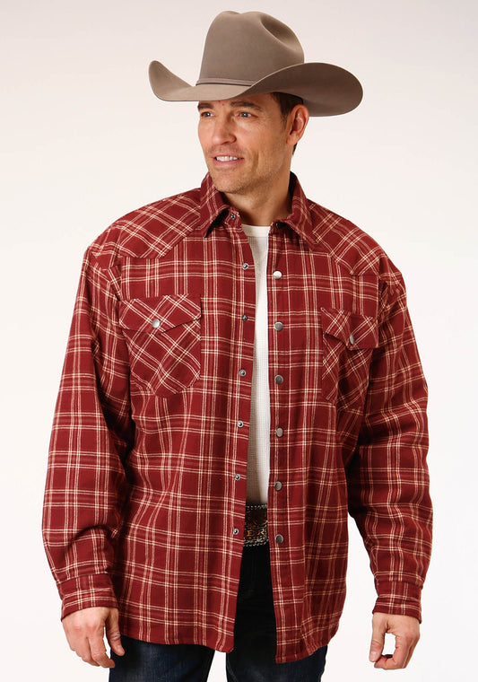 Roper Mens Long Sleeve Tall Fit Snap Sherpa Lined Flannel Shirt Jacket