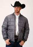 ROPER MENS GRAY QUILTED POLY FILLED ZIP FRONT JACKET - Flyclothing LLC