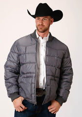 ROPER MENS GRAY QUILTED POLY FILLED ZIP FRONT JACKET - Flyclothing LLC