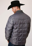 ROPER MENS GRAY QUILTED POLY FILLED ZIP FRONT JACKET - Flyclothing LLC