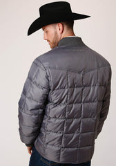 ROPER MENS GRAY QUILTED POLY FILLED ZIP FRONT JACKET - Flyclothing LLC