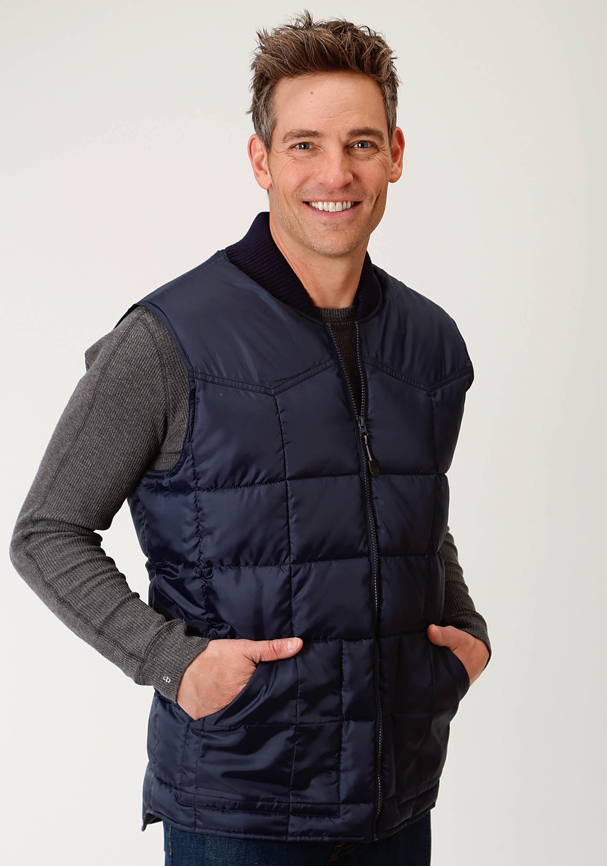 Roper Mens Navy Blue Poly-Filled Vest