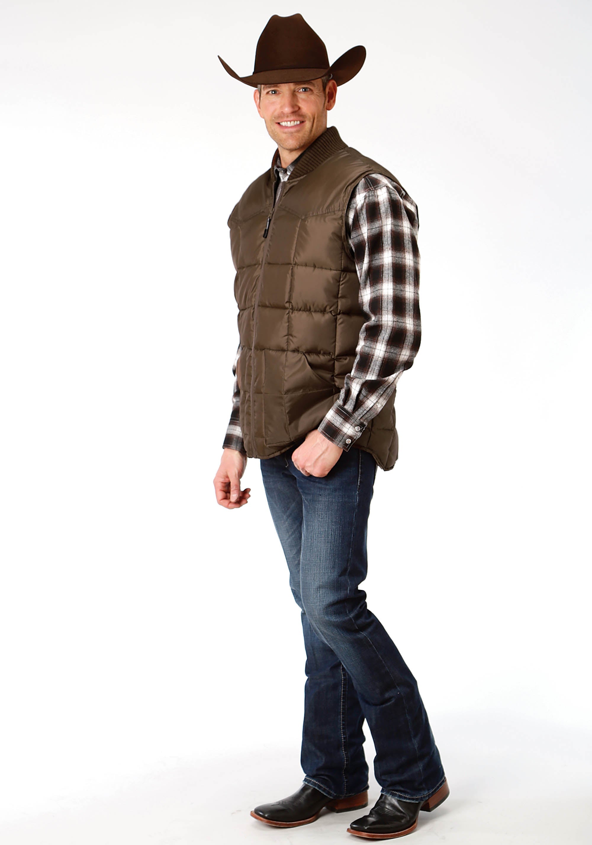 Roper Mens Brown Poly-Filled Vest - Flyclothing LLC