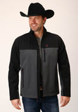 Roper Mens Grey Black Combo Soft Shell Jacket