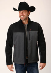 Roper Mens Grey Black Combo Soft Shell Jacket