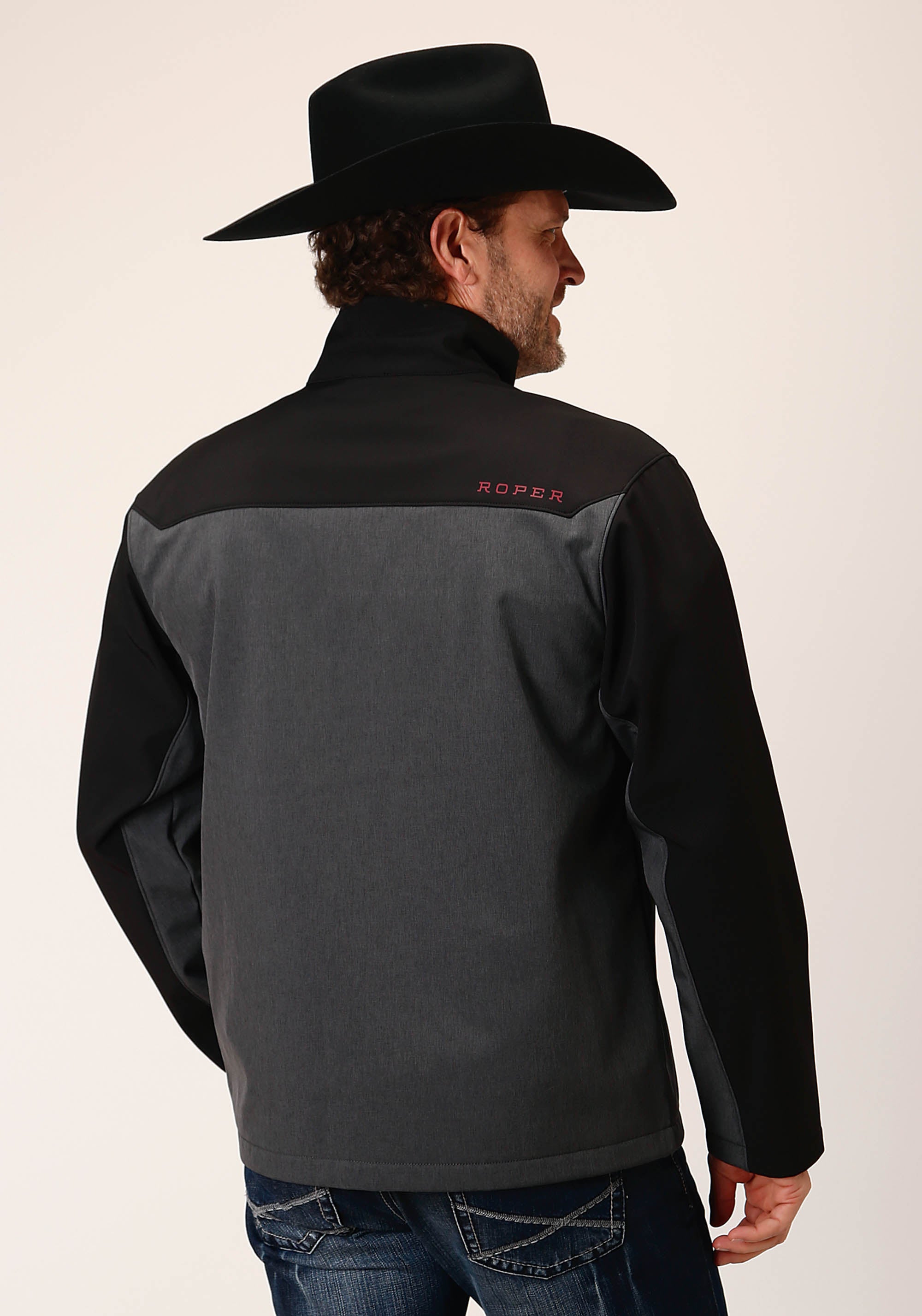 Roper Mens Grey Black Combo Soft Shell Jacket - Flyclothing LLC