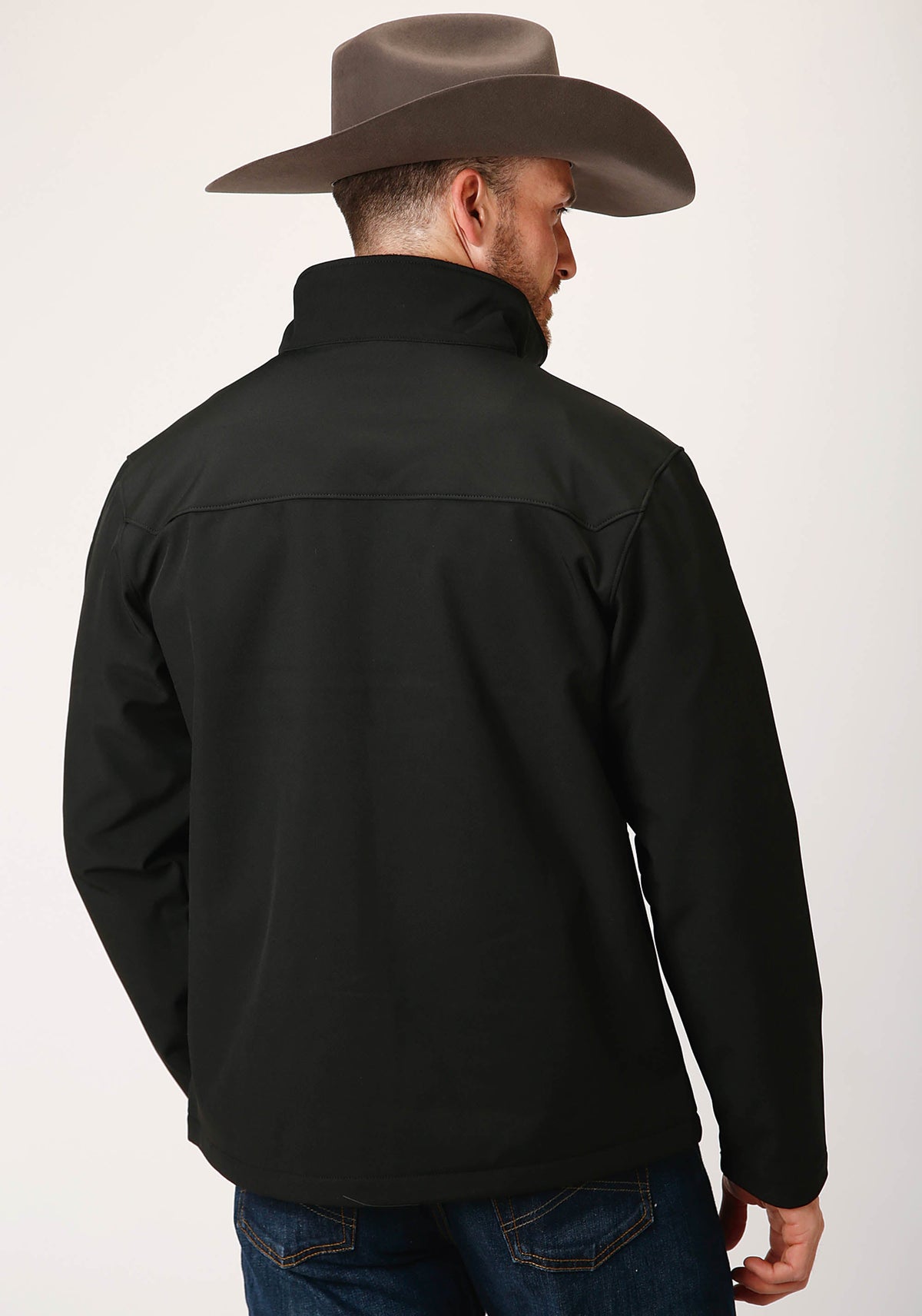 Roper Mens Black Softshell With Black Lining Zip Front Jacket - Flyclothing LLC