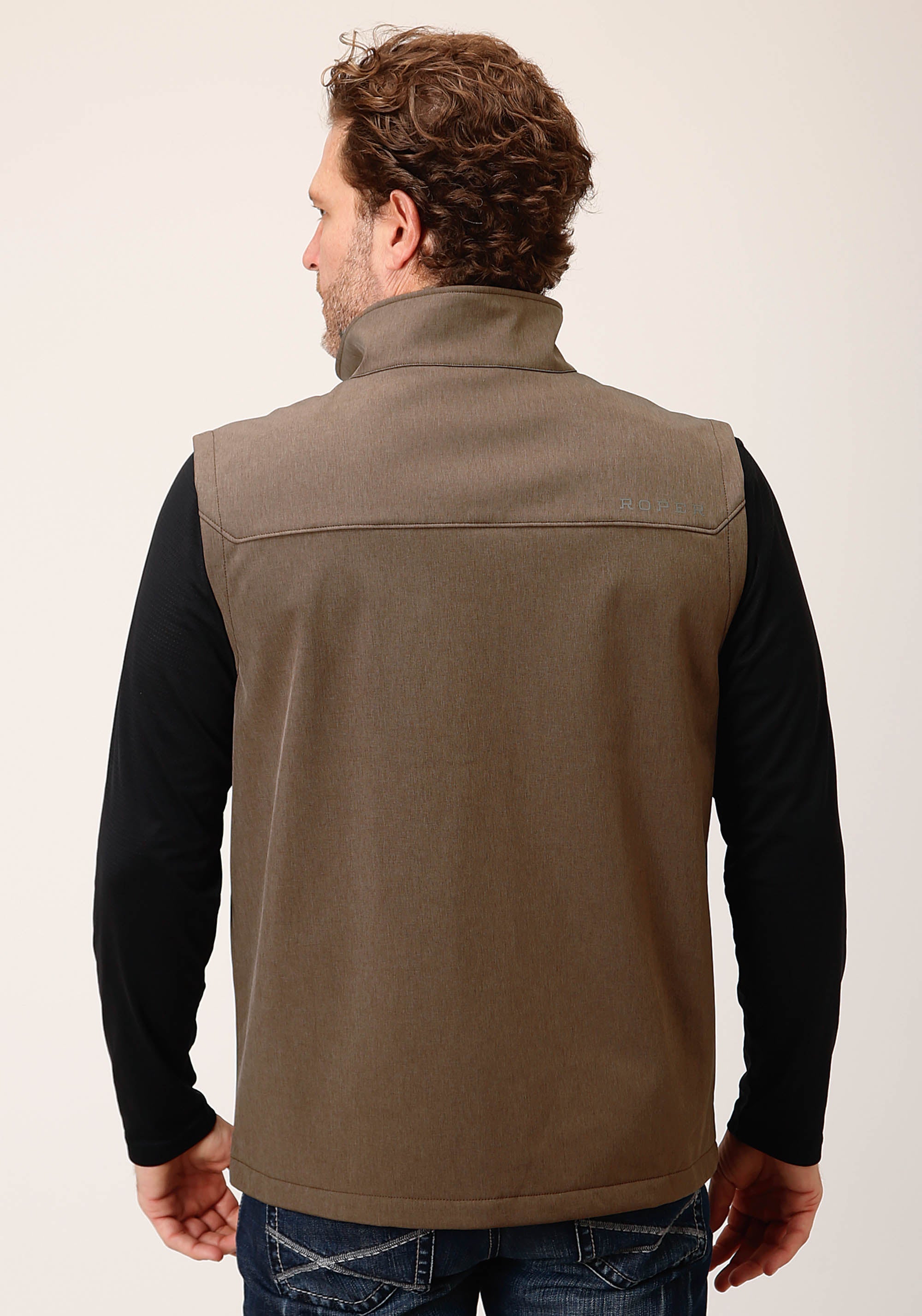 Roper Mens Heather Mocha Soft Shell Vest - Flyclothing LLC