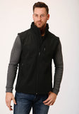 Roper Mens Black Softshell With Black Lining Zip Front Vest