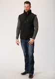 Roper Mens Black Softshell With Black Lining Zip Front Vest - Flyclothing LLC