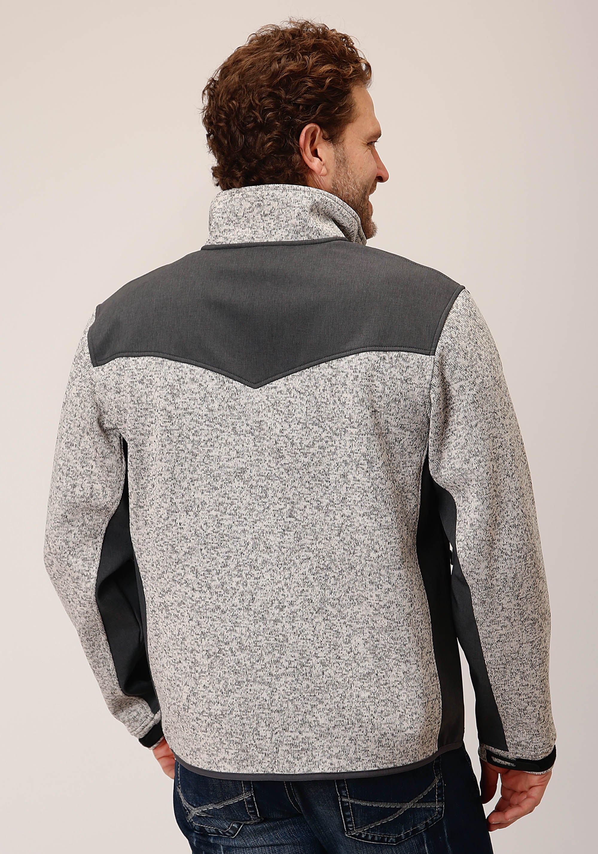 Roper Mens Oatmeal Sweater Bonded Fleece Jacket - Flyclothing LLC