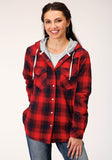 Roper Womens Long Sleeve Snap Thermal Lined Flannel Shirt Jacket